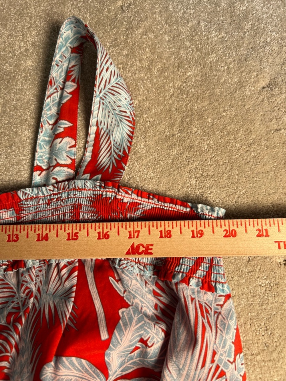 Talbots Dress Tropical Cotton Midi Red Blue Palm Tree Vacation women's 16W NWT - Picture 7 of 11